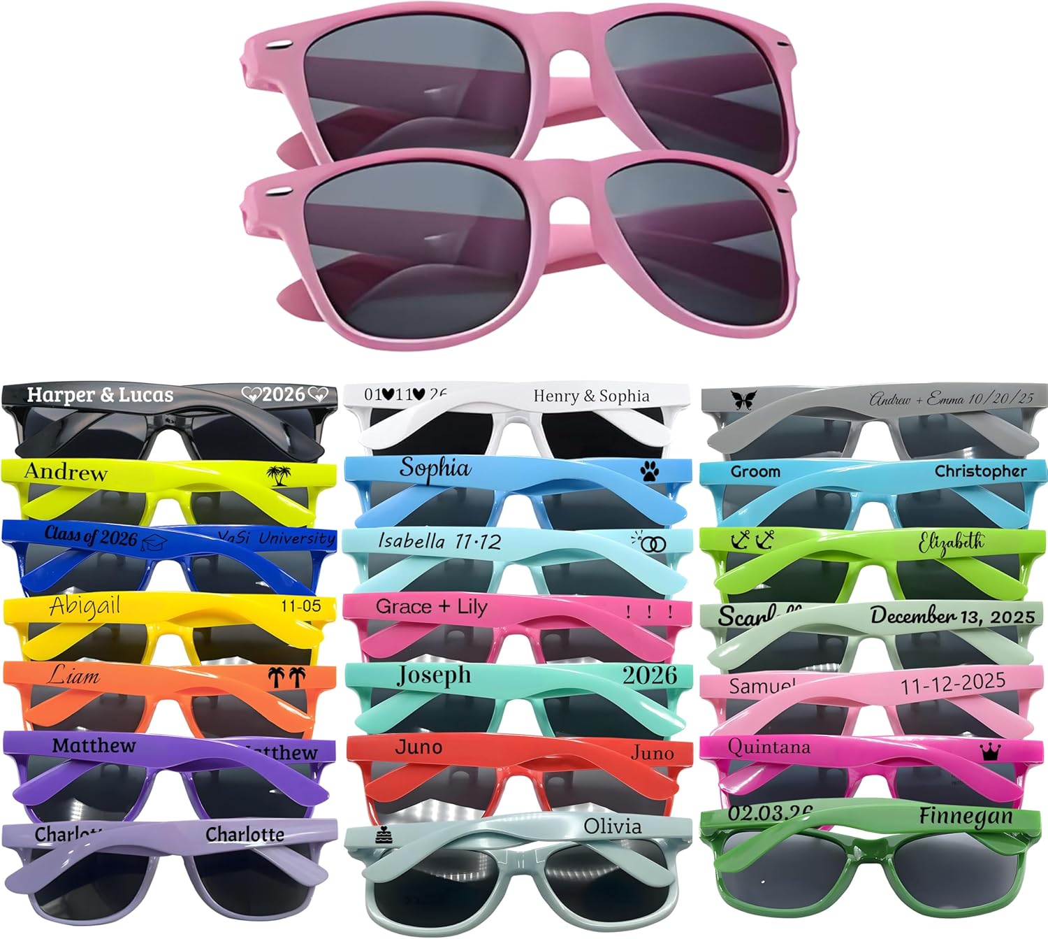 

Солнцезащитные очки на заказ для свадеб, оптовые заказы, персонализированные солнцезащитные очки, сувениры для вечеринок, классические ретро-солнцезащитные очки для мужчин и женщин DFDG, Pink