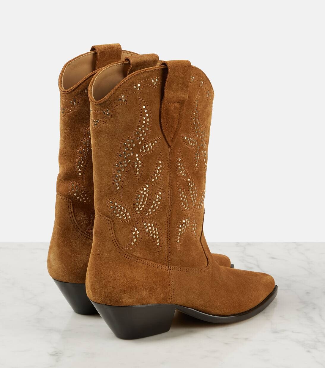 Замшевые ковбойские сапоги Duerto с заклепками Isabel Marant, цвет cognac/gold — фото 3
