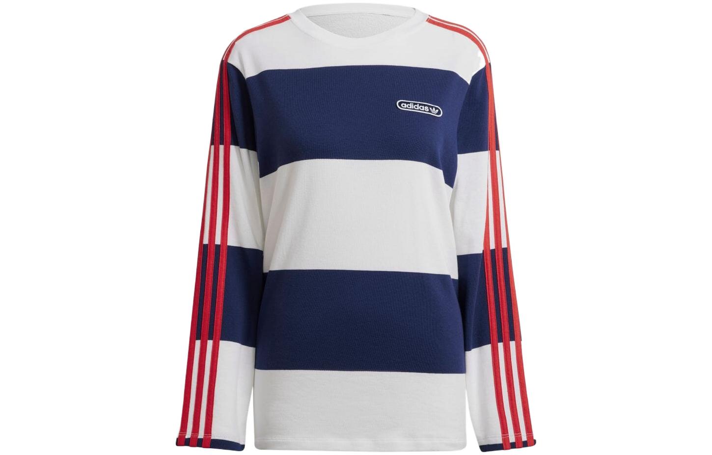 

Adidas Originals Футболка с заниженной линией плеч, женская, сине-белая