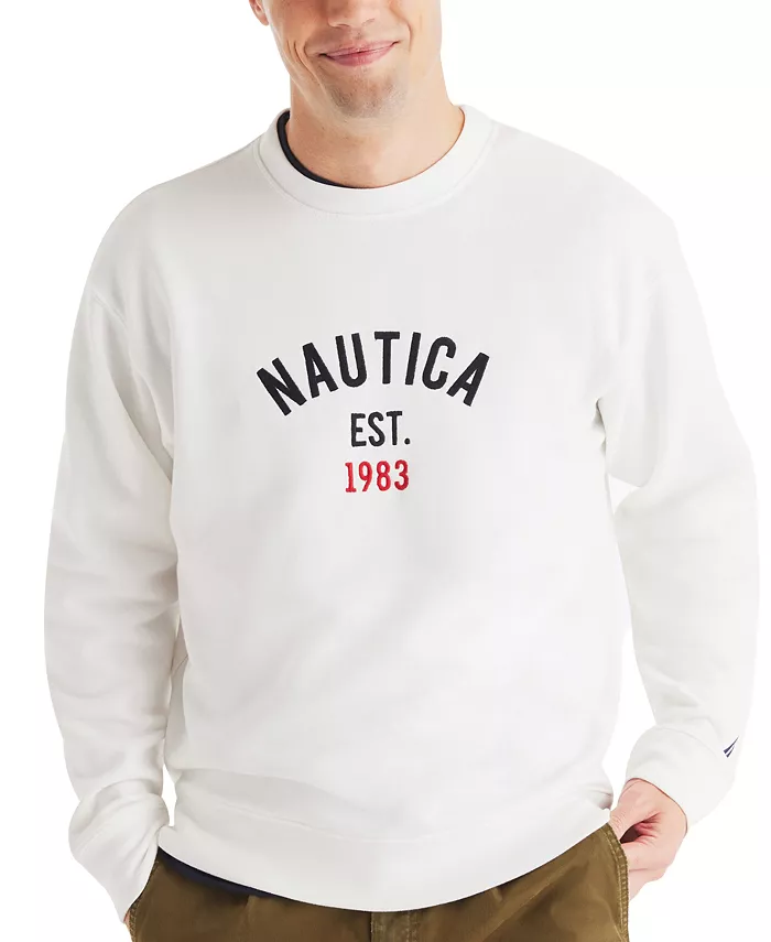 

Мужской логотипный свитшот с круглым вырезом Nautica, белый