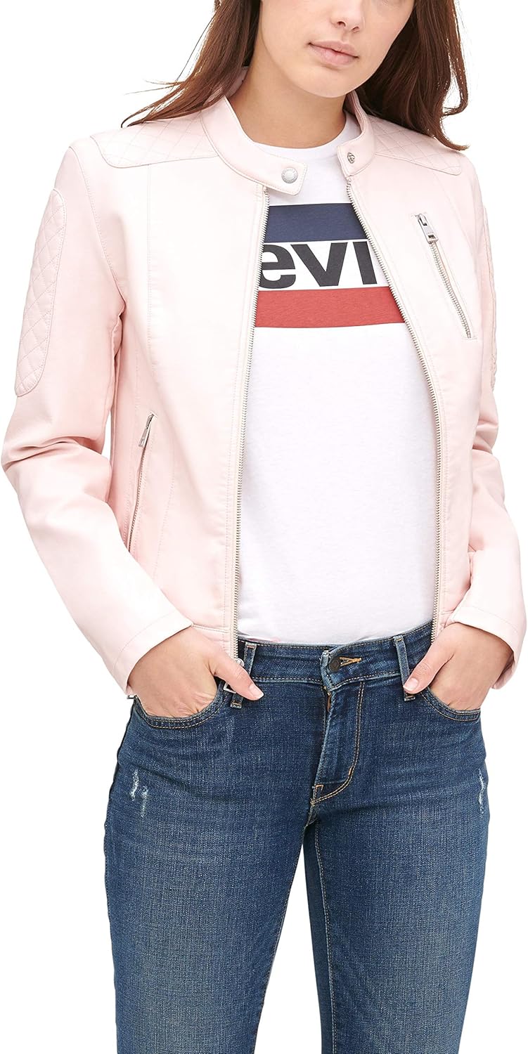 Женская куртка для мотокросса Levi's из искусственной кожи (стандартная и плюс), Peach Blush — фото 4