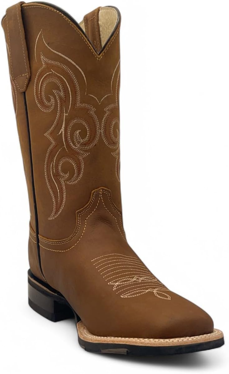 

Мужские ковбойские сапоги Western Shops с квадратным носком, из кожи, средней высоты голенища, с резиновой подошвой The Western Shops, Crazy Tang