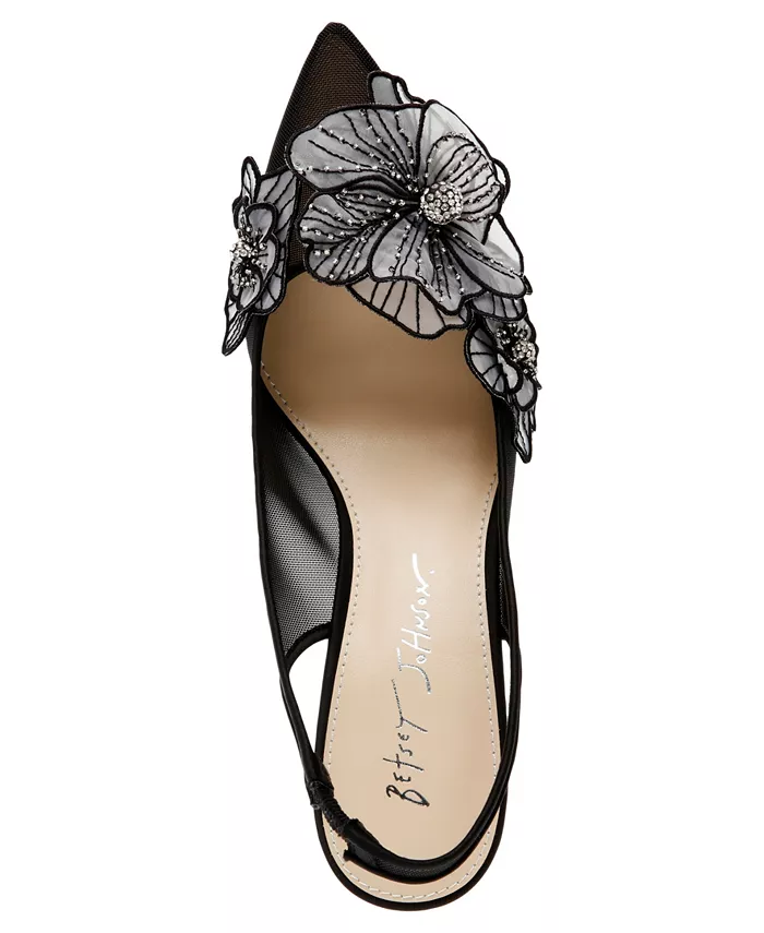 Женские туфли-лодочки Petra Flower Applique Slingback Betsey Johnson, серый — фото 4