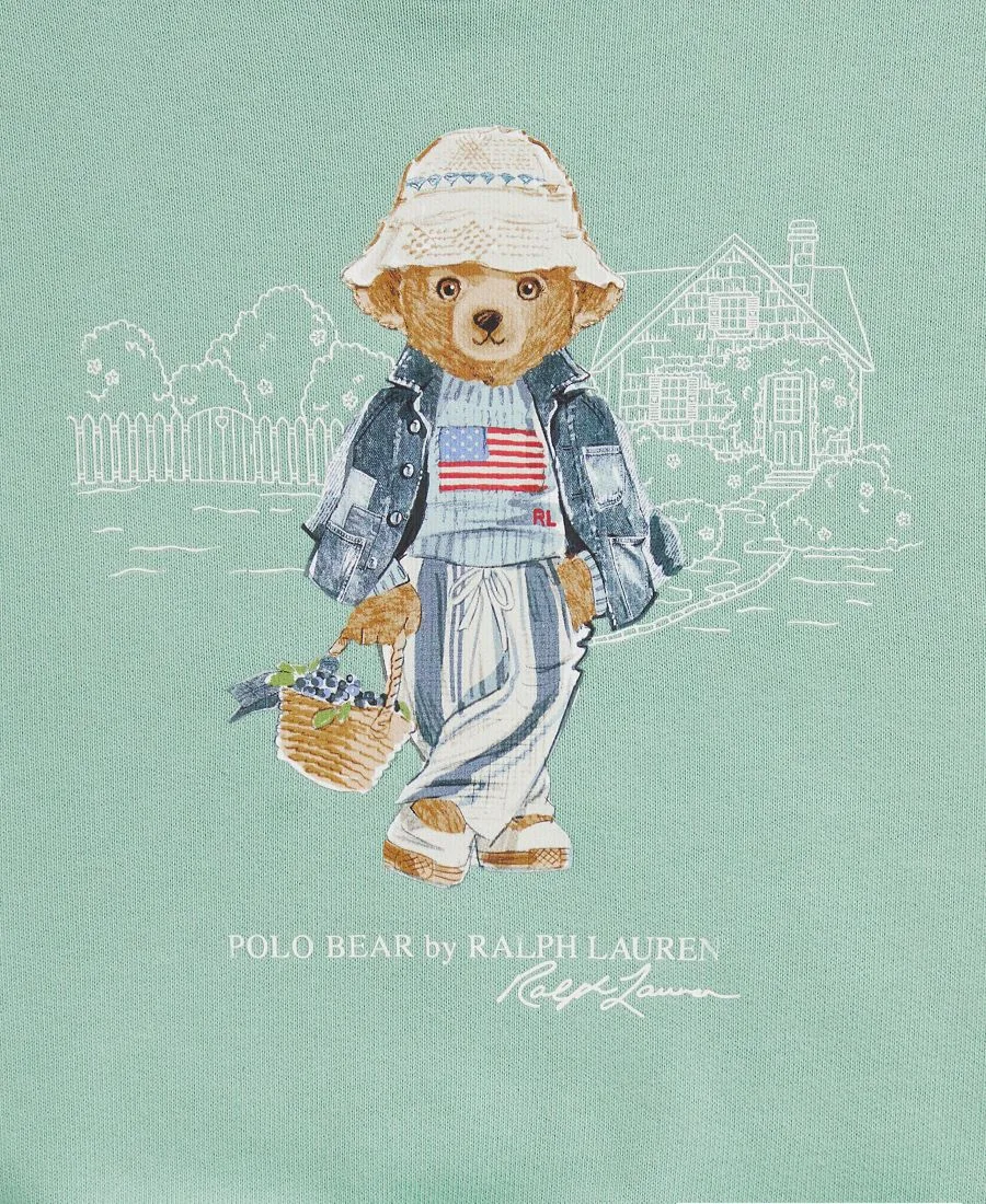 Детская толстовка Polo Bear из махровой ткани, размер 2-6X Polo Ralph Lauren, celadon зеленый — фото 3