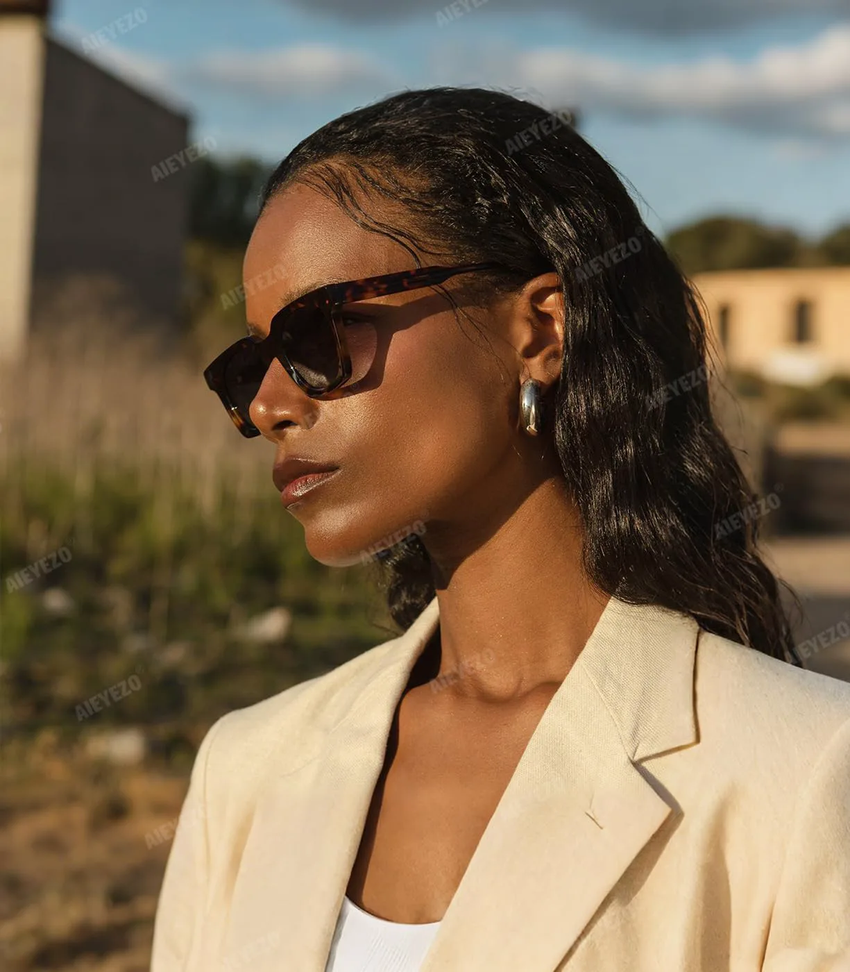 

Квадратные солнцезащитные очки AIEYEZO для мужчин и женщин, модные ретро-очки в стиле 90-х, винтажные дизайнерские квадратные очки, Tortoise/Brown Gradient