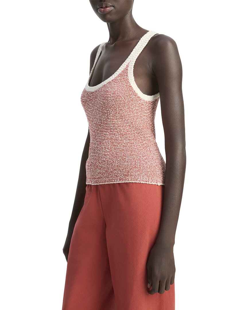 

Винс, текстурированная микрополосатая майка Vince, коричневый