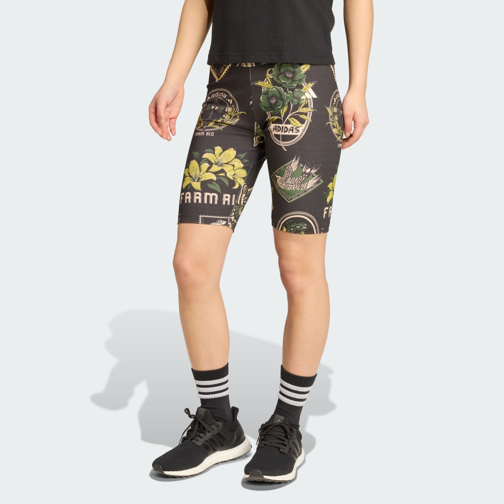 

Спортивные шорты-леггинсы Adidas X Farm Bike Shorts, цвет Black/Amazon Green/Preloved Lime