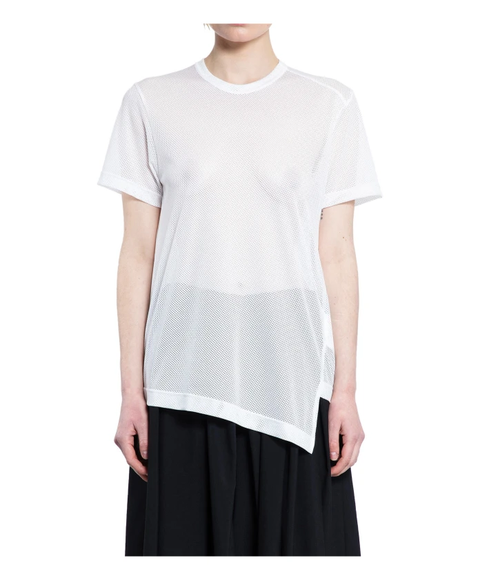 

Белая сетчатая футболка с вышитым логотипом. Comme Des Garã§Ons, белый