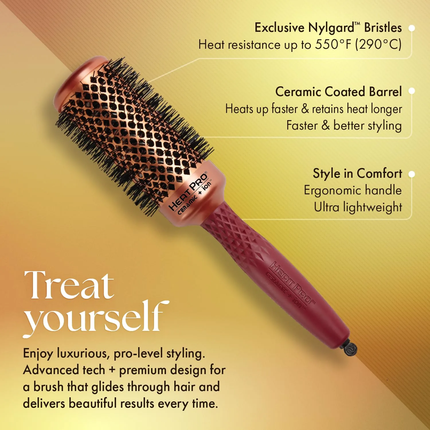 Термощетка для волос Olivia Garden HeatPro Round Thermal Hair Brush (не электрическая) 4,4 см, Copper — фото 3