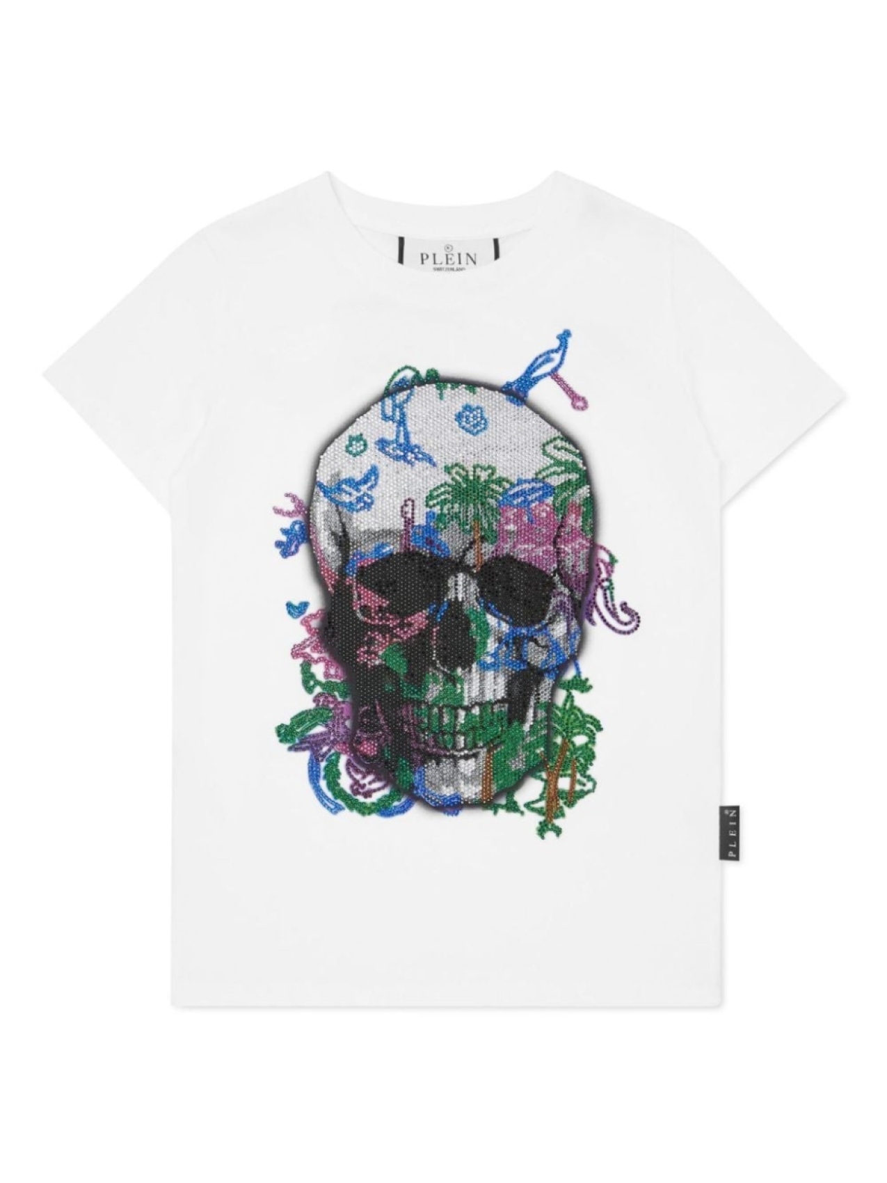 

Philipp Plein Junior футболка с кристаллами и декором Skull, белый