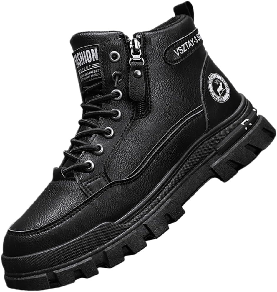 

Мужские модные кроссовки Hhhchpm - повседневные и стильные, с толстой подошвой, противоскользящие и прочные, теплые из искусственной кожи для всех сезонов, черный