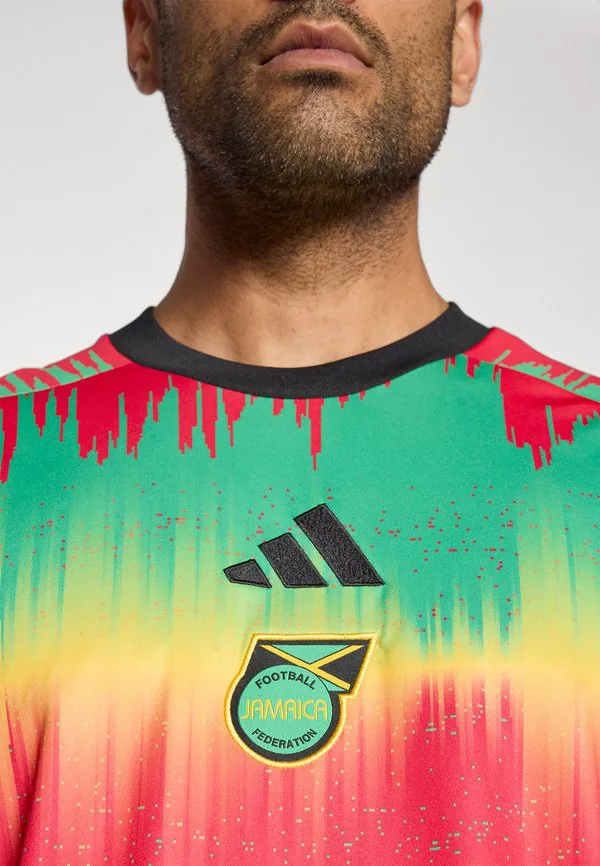 Предматчевая спортивная футболка сборной ямайки 26 Adidas Performance, Bold Gold-Coloured/Vivid Green/Vivid Red — фото 4