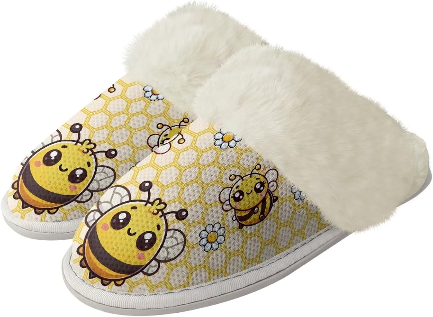 

Забавные тапочки Forchrinse с кошкой для женщин и мужчин, с эффектом памяти, для дома, с рождественскими огнями, теплые, мягкие, для спальни, с нескользящей подошвой для использования внутри и на улице, Cartoon Bee