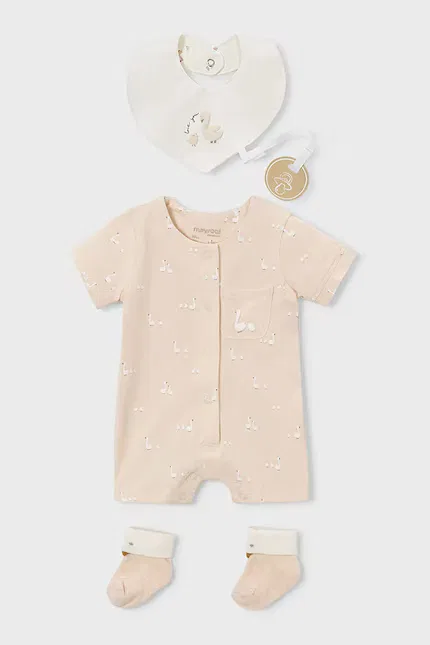 Комбинезон с коротким рукавом Mayoral Newborn, бежевый