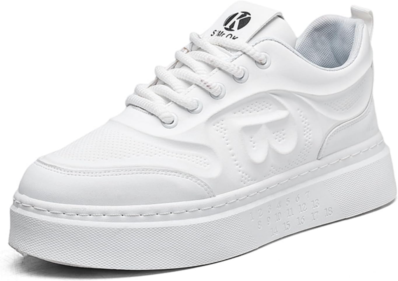 

Мужские модные дышащие кожаные кроссовки на шнуровке с платформой, повседневные, с нескользящей подошвой, с круглым носком, для ходьбы, спорта, работы и вождения Khwfjas, белый