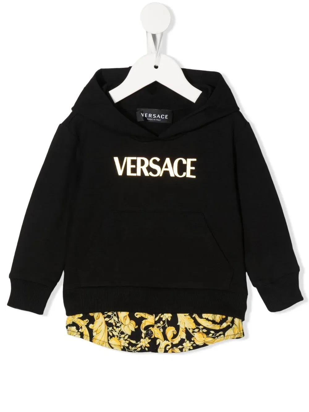 Худи с многослойным принтом логотипа Versace Kids, черный