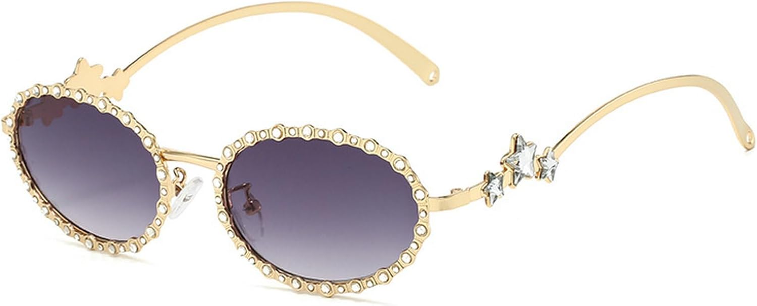 

Роскошные солнцезащитные очки с овальной металлической оправой и бриллиантами для женщин, маленькая оправа, овальные солнцезащитные очки с защитой от УФ-излучения UV400, винтажные очки для активного отдыха mincl, C2