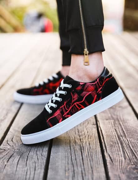 Кроссовки tazimall Men's Casual Canvas Shoes Low Cut Student Shoes, красный — фото 4