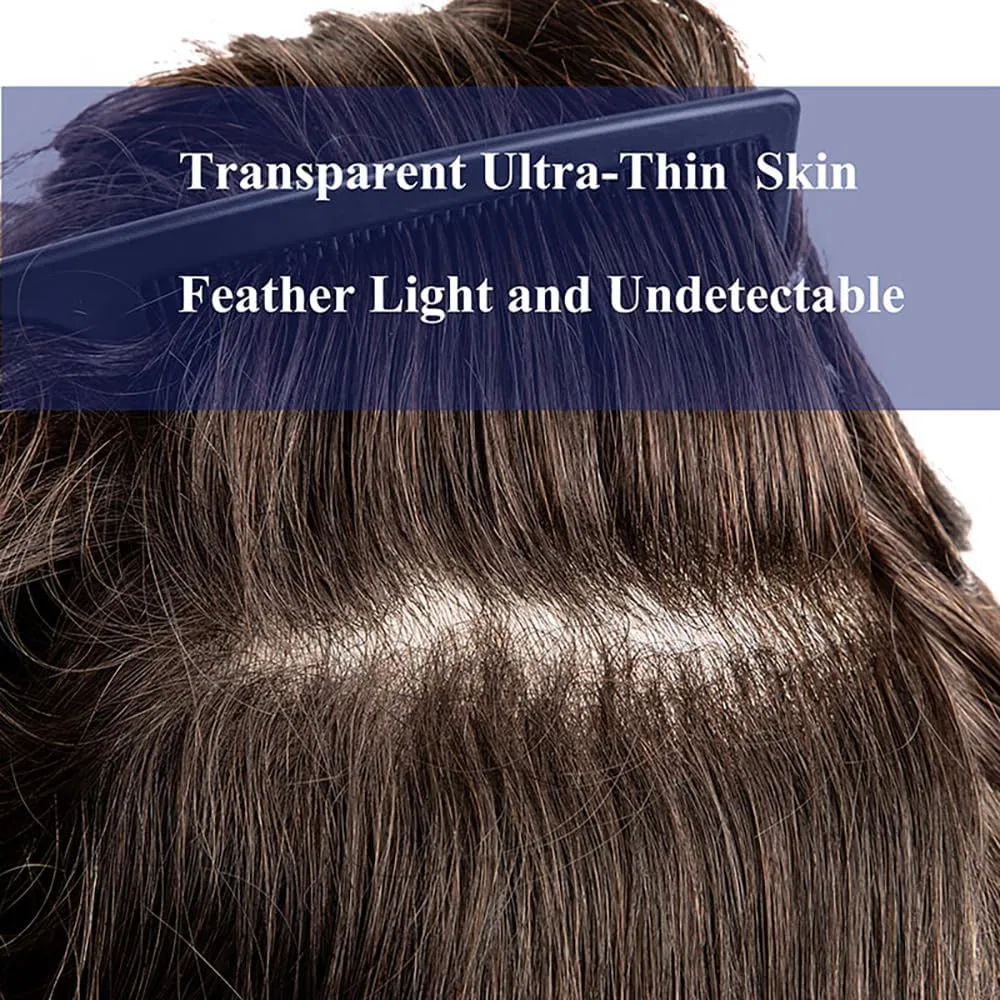 Мужской парик-накладка из натуральных волос Ultra-Thin Skin Ehairc, 2# — фото 4