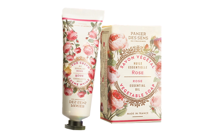 Набор косметических средств Panier des Sens Rejuvenating Rose: крем для рук, 30 мл + мыло с эфирным маслом розы, 150 г — фото 2