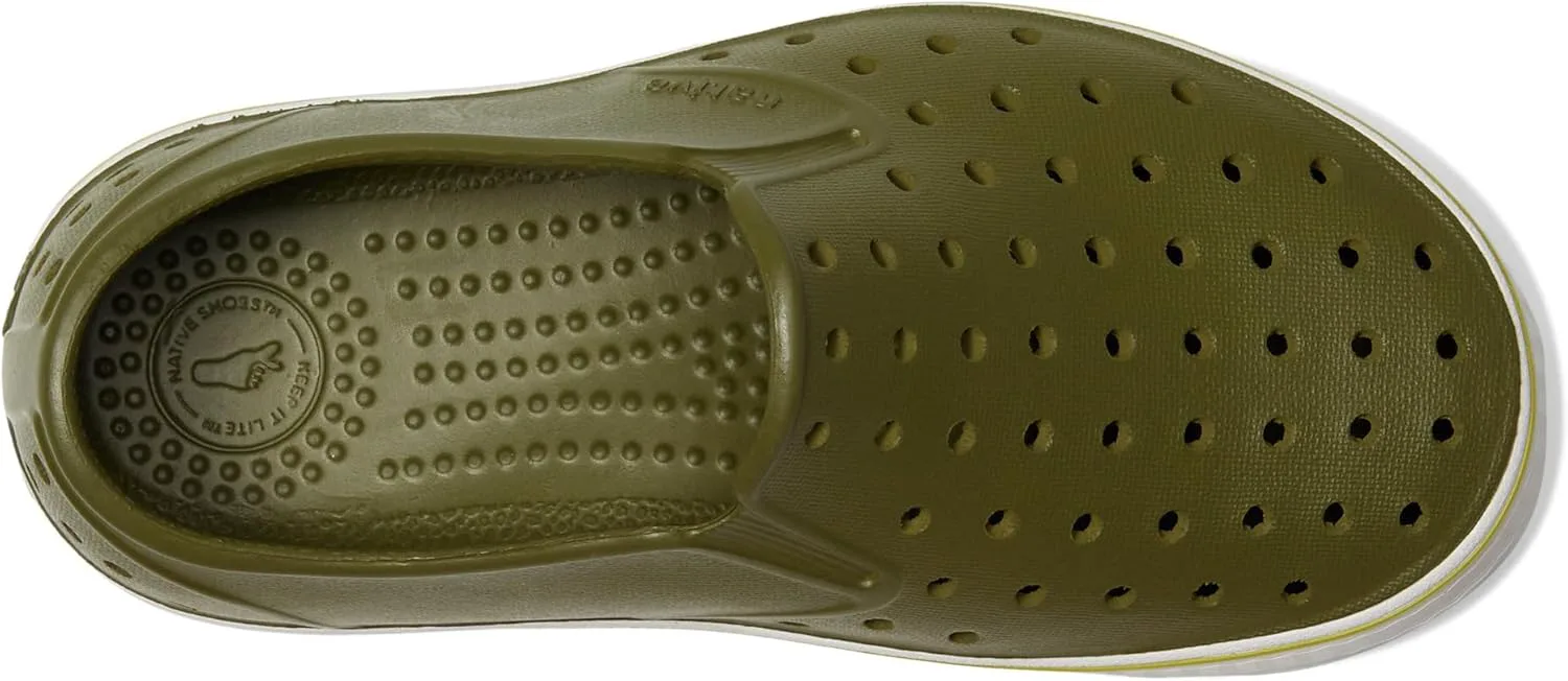 Кроссовки без шнурков Native Shoes Miles для детей, унисекс, зеленый/белый — фото 2