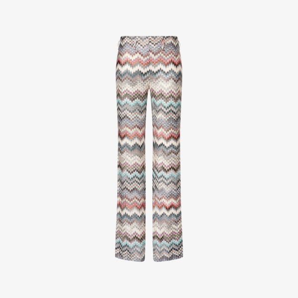 

Шевронные прямые трикотажные брюки Missoni, цвет multi wte blu brwn
