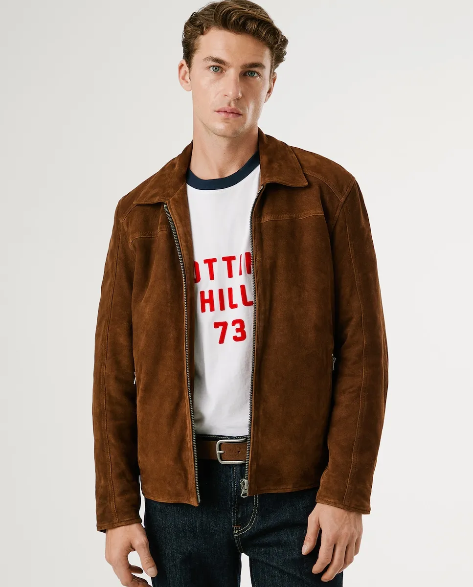 

Куртка из замши с застежкой-молнией Pepe Jeans, песочный