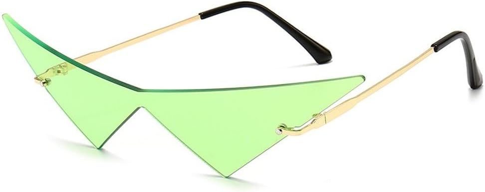 

Большие солнцезащитные очки «кошачий глаз» без оправы для женщин, модные солнцезащитные очки с цельными линзами, женские трендовые треугольные очки для мужчин GHVWYX, C4 Gold-green