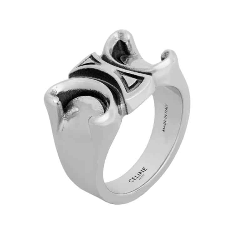 

Кольцо San Onofre Chunky Triomphe из латуни с родиевым покрытием CELINE, серебряный