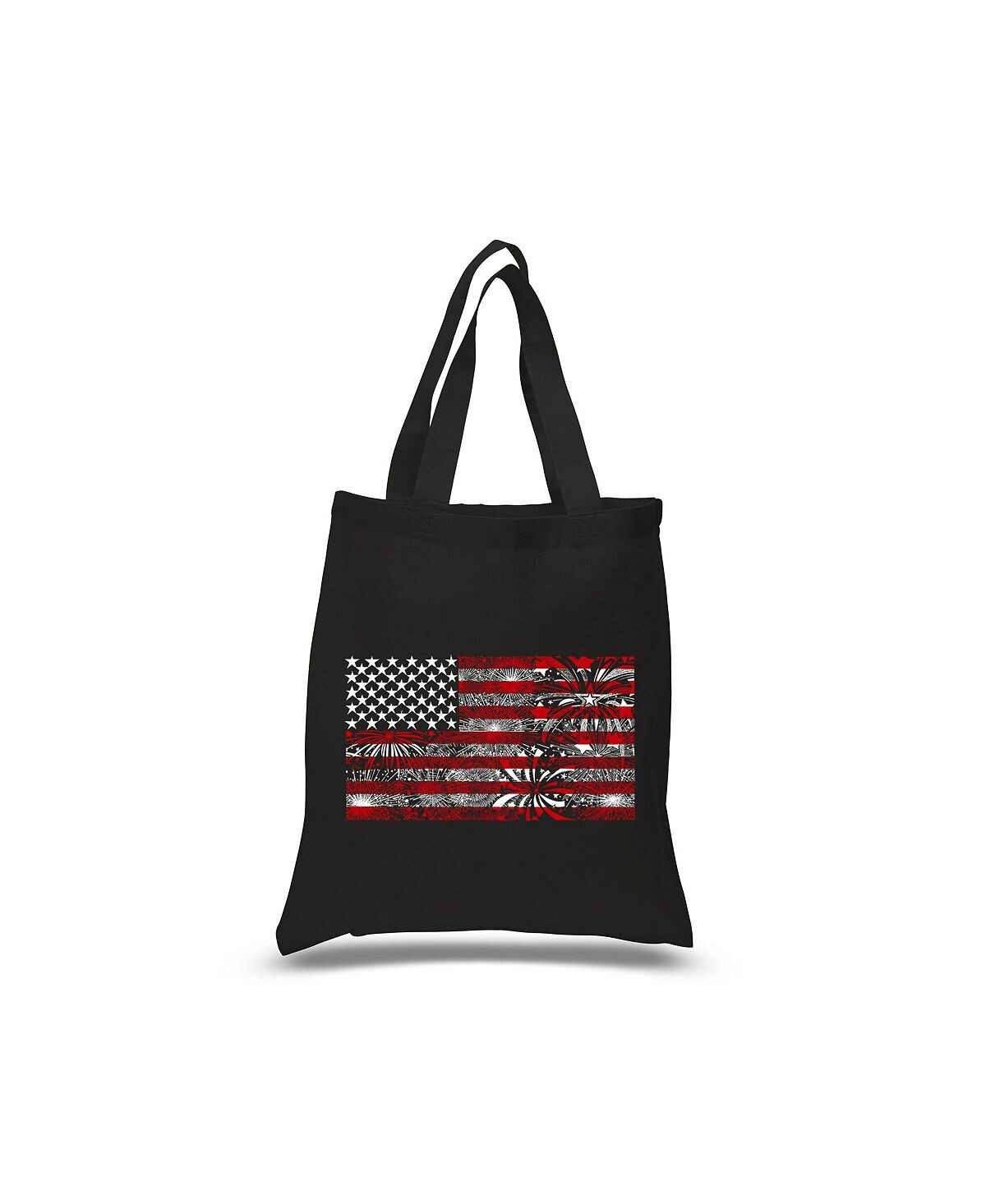

Американский флаг Fireworks — маленькая сумка-тоут Word Art LA Pop Art, черный