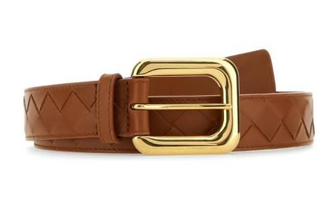 

Bottega Veneta Плетёный ремень с пряжкой, Brown