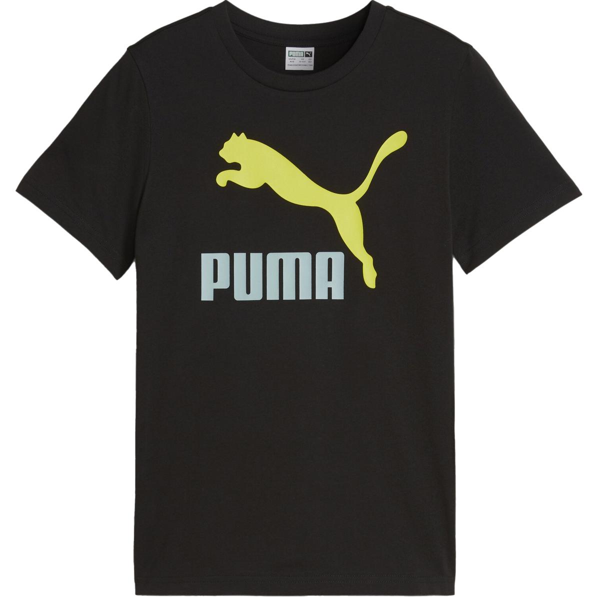 

Футболка классическая черная с тропическим озером синим детская PUMA, черно-тропическое озеро синий