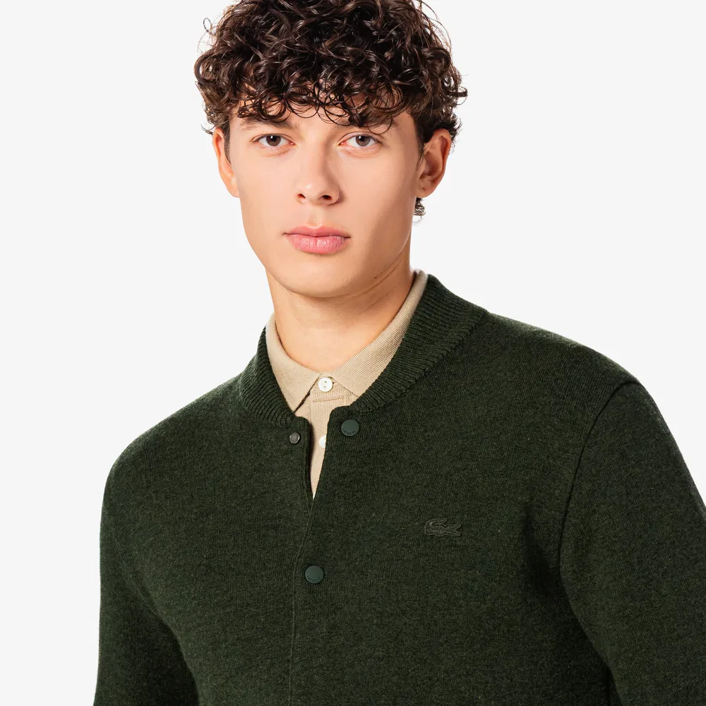 Мужской двусторонний кардиган-бомбер тёмно-хаки от Lacoste — фото 2