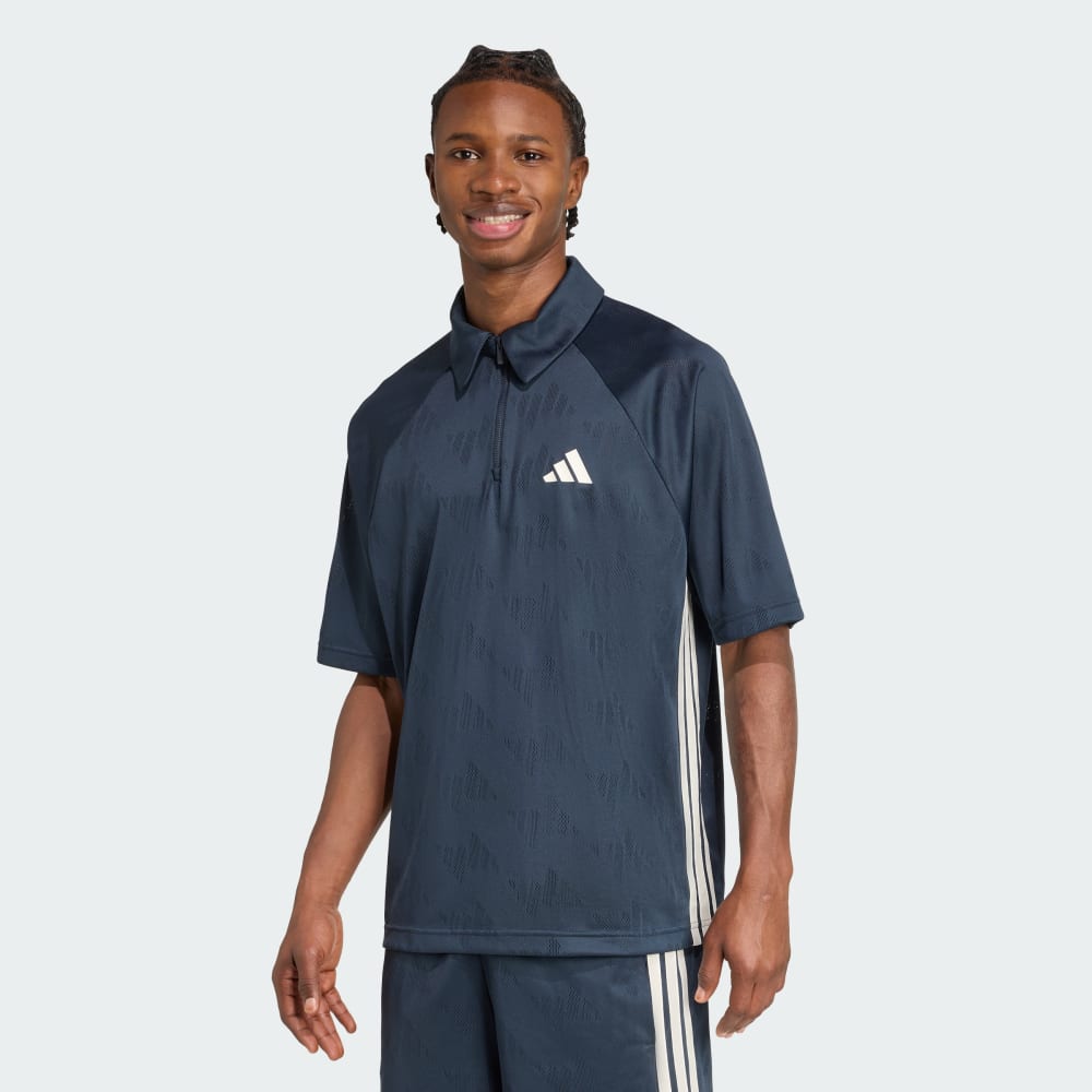 

Футболка Adidas Stadium Jacquard Polo Tee, цвет Aurora Ink/Off White