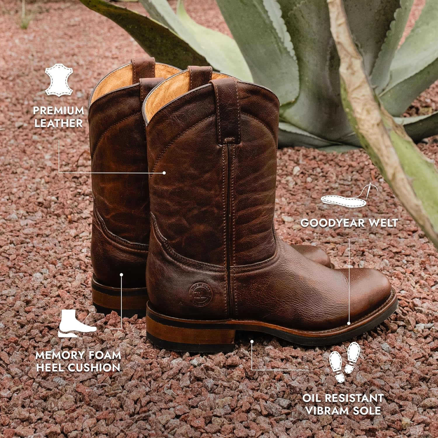 Мужские кожаные сапоги Roper с подошвой Vibram, маслоустойчивые, модель 1000 7L Siete Leguas, Paddock Whiskey — фото 2