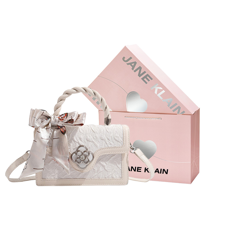 

JANE KLAIN Маленькая квадратная сумка через плечо, White-Pleated