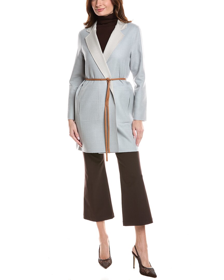 

Lafayette 148 New York, двусторонний пиджак с заостренным лацканом, кожаная отделка, шерсть и шелк Lafayette 148 New York, синий