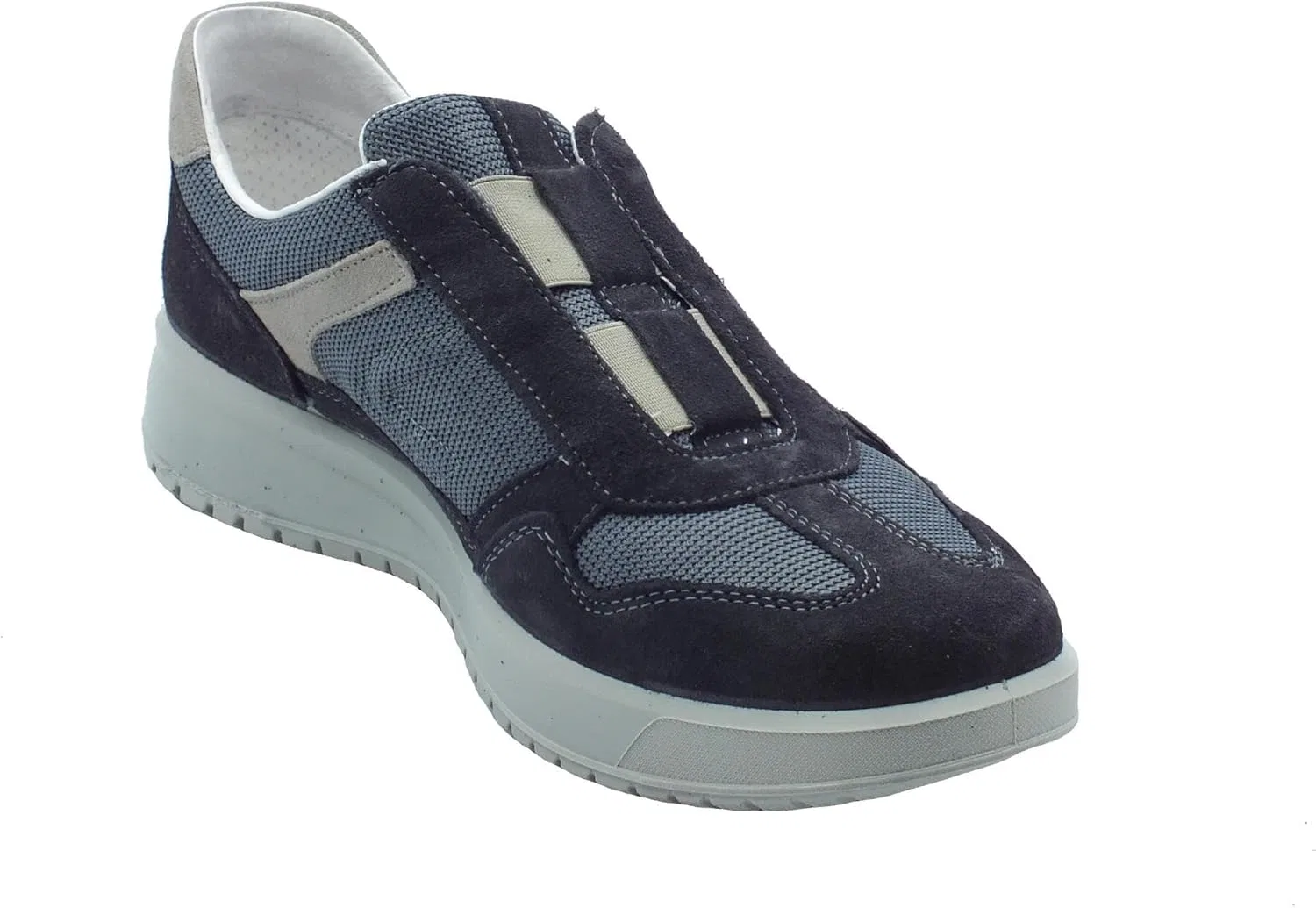 Мужские мокасины Grisport Active 43642eV25 Deep Vesuvio из кожи и синей ткани, с антистатической подошвой — фото 2