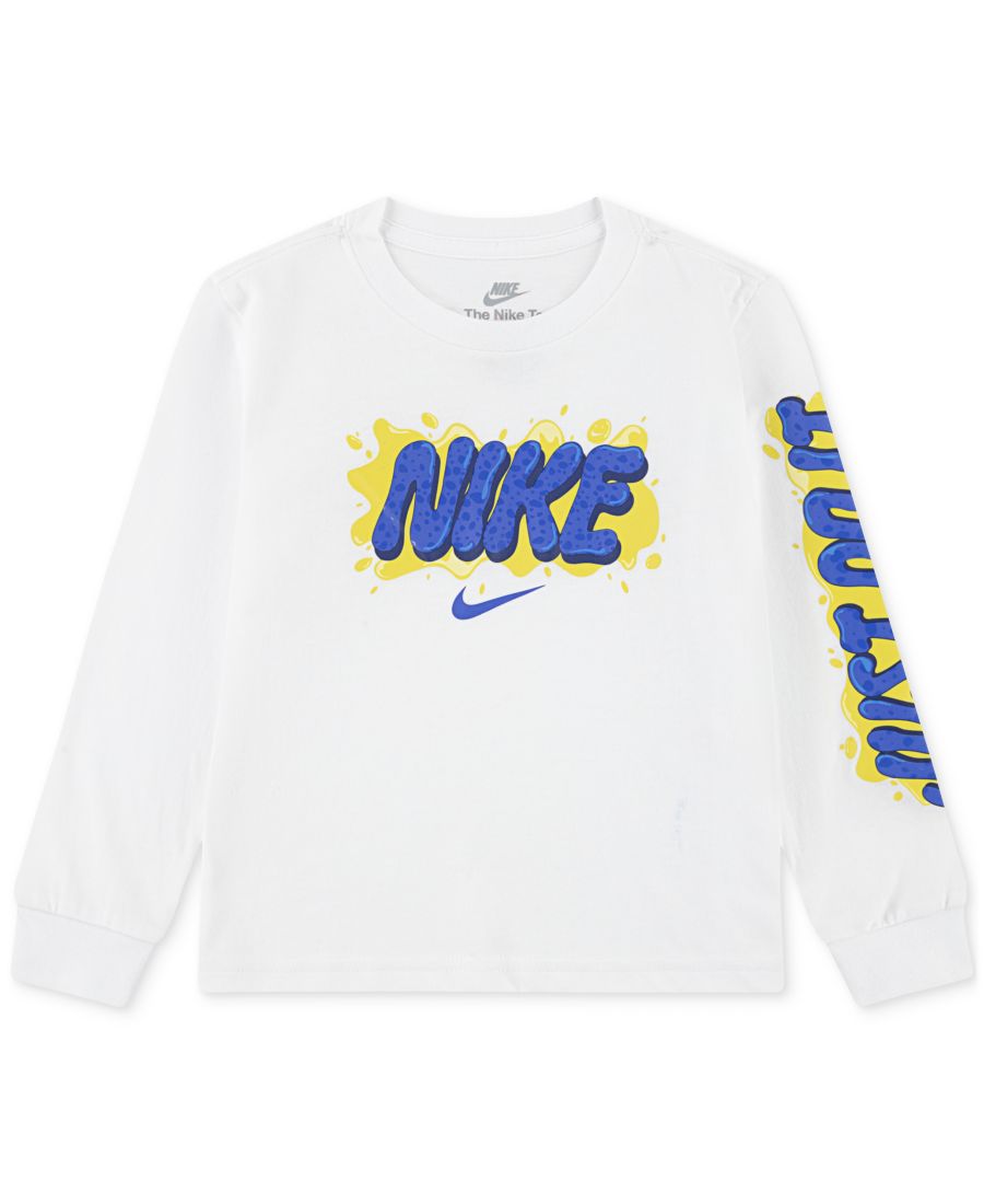

Детская футболка с длинными рукавами и графическим изображением логотипа Slime для малышей и мальчиков Nike, White