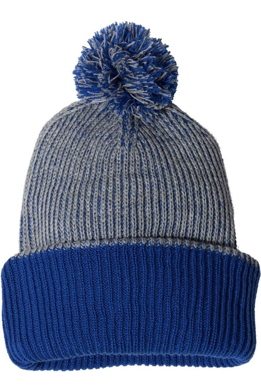 

Спортсмен 12 Knit пестрая шапка с помпоном Sportsman, цвет heather grey/ royal