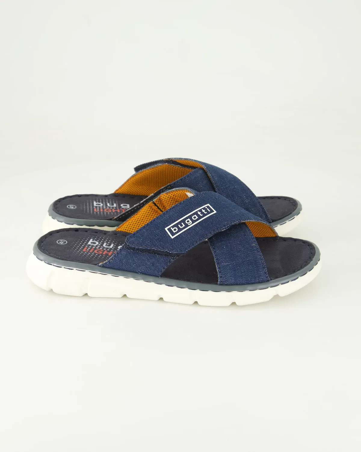 Пантолеты на липучке, кожа и текстиль, синие, Bugatti shoes, синий — фото 2