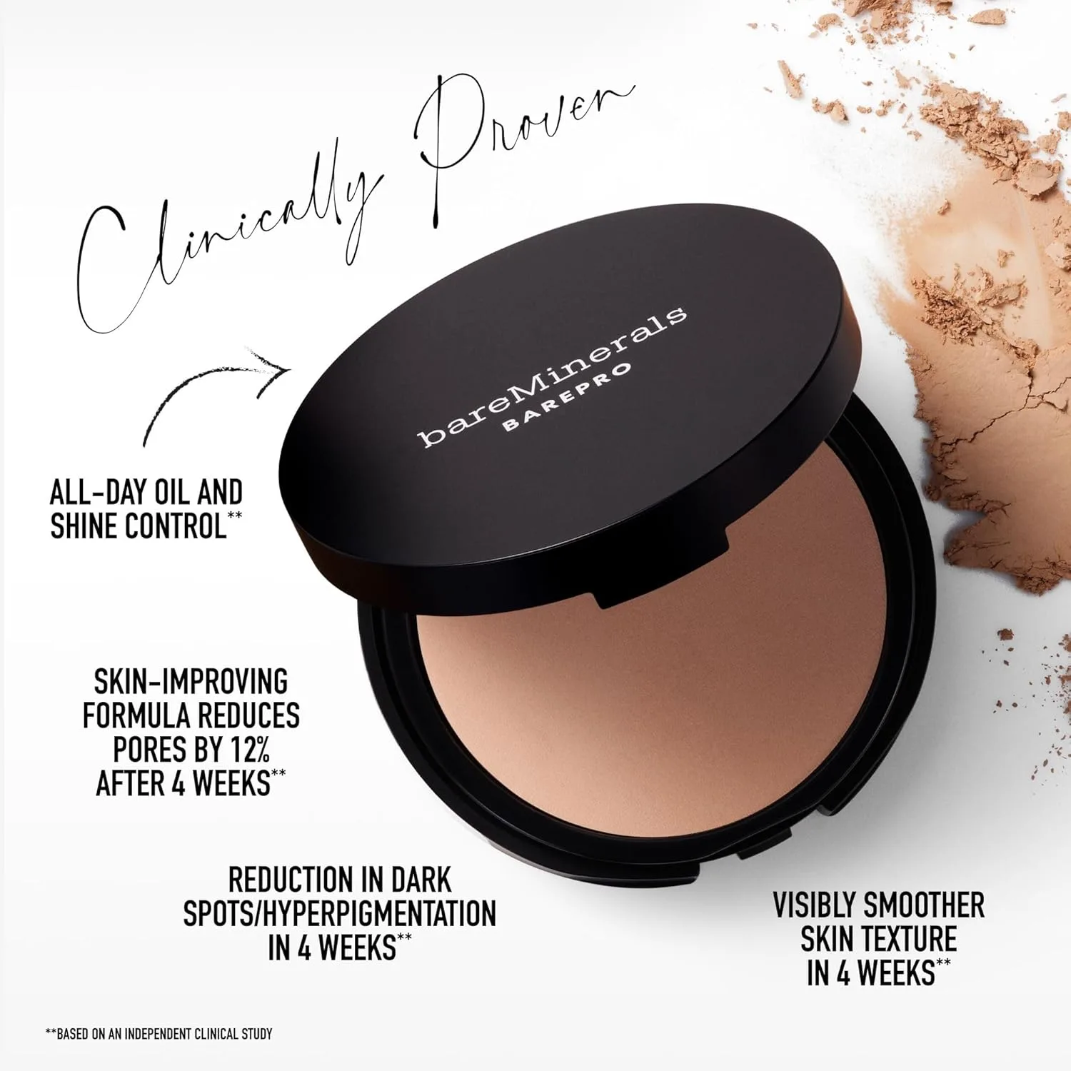 Прессованная пудра-основа bareMinerals Barepro Pressed Powder Foundation оттенка 10C и хайлайтер GenNude оттенка Rose Glow. — фото 3