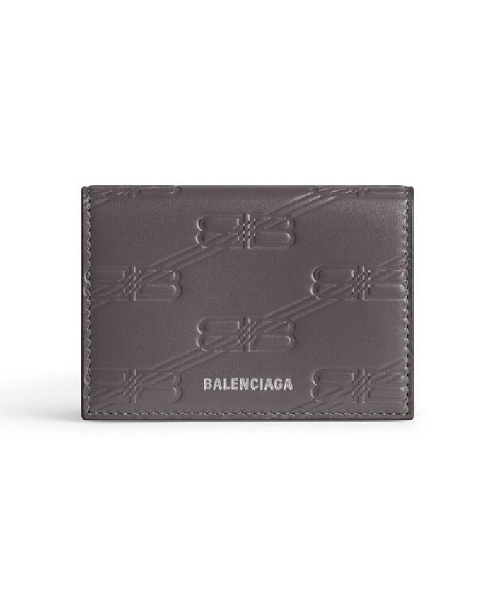 

Тиснёный мини-кошелёк с монограммой в коробке Balenciaga, серый