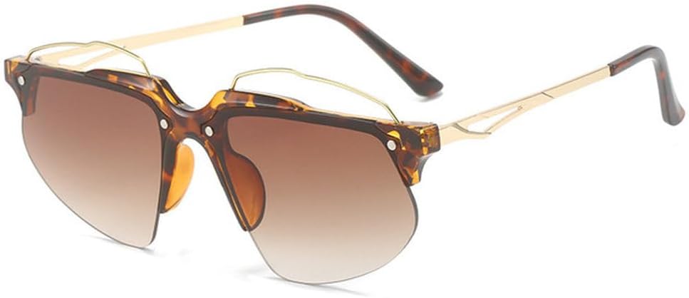 

Модные женские солнцезащитные очки без оправы в стиле панк, «кошачий глаз», ретро, ​​роскошные очки с защитой от УФ-излучения UV400, мужские спортивные очки для вождения TVTBBVV, Leopard