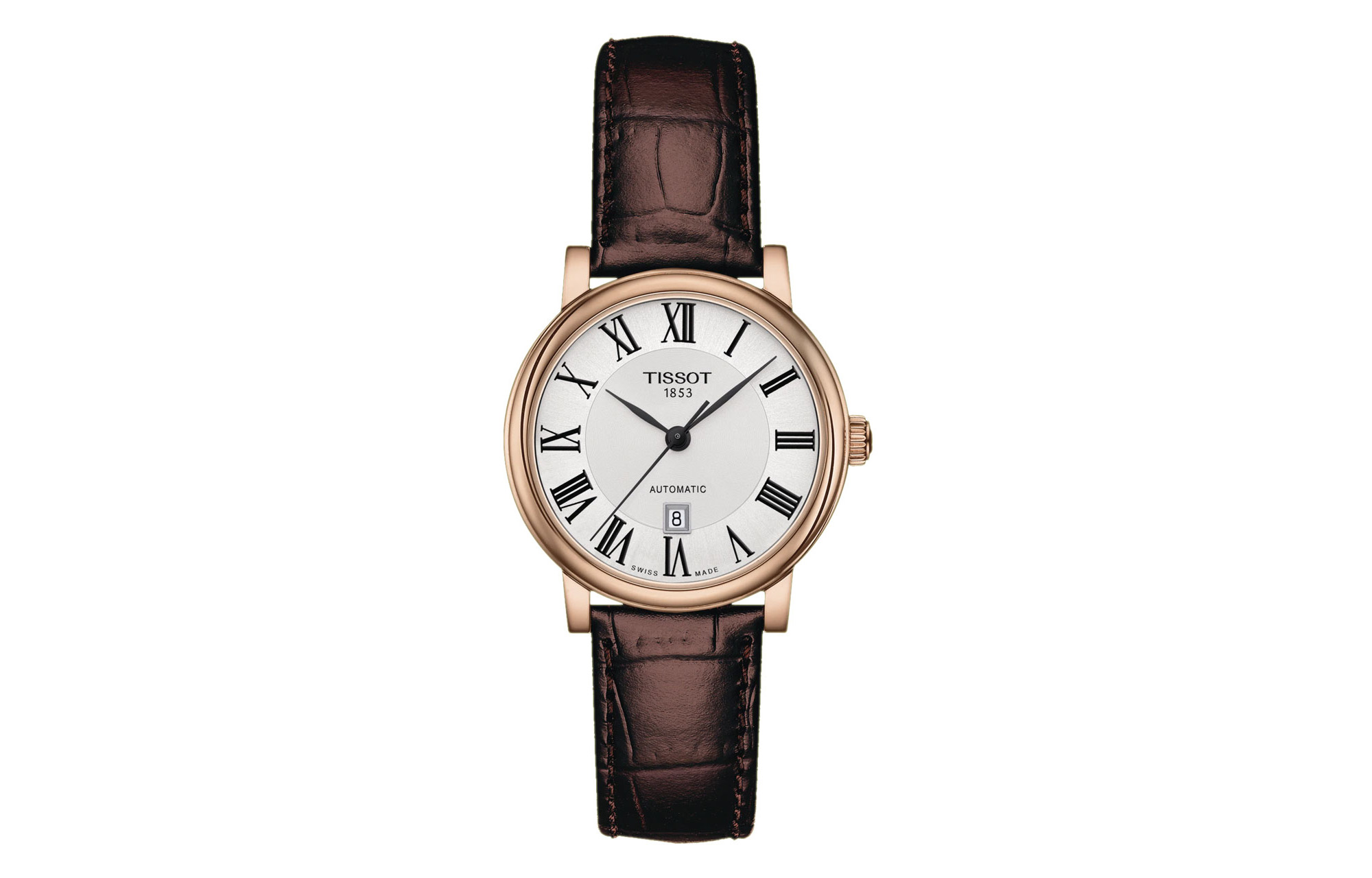 

TISSOT Часы Carson Elite Series Automatic Mechanical Movement Women's Watch Silver Dial Stainless Steel Case Leather Strap