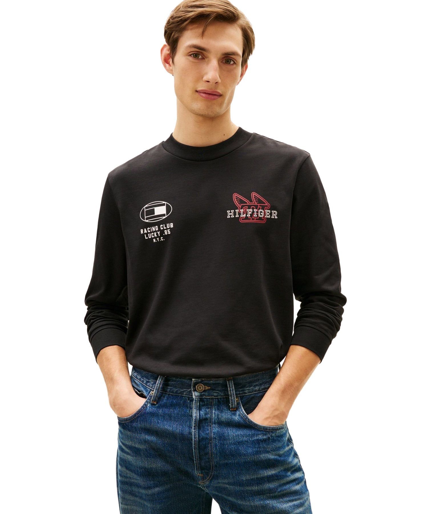 Современная спортивная футболка с длинным рукавом TOMMY HILFIGER, Black BDS
