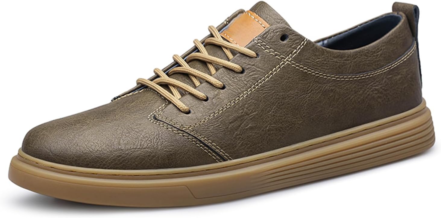 

Мужские кожаные модные кроссовки Простые низкие слипоны Повседневная обувь Удобные классические прогулочные туфли Abborora, хаки