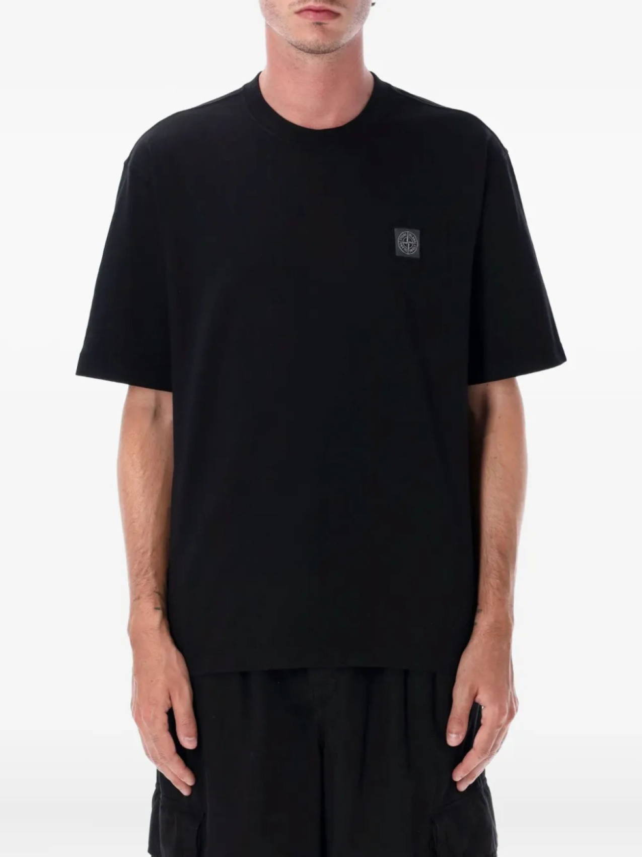 

Футболка из хлопка с нашивкой-логотипом Stone Island, черный