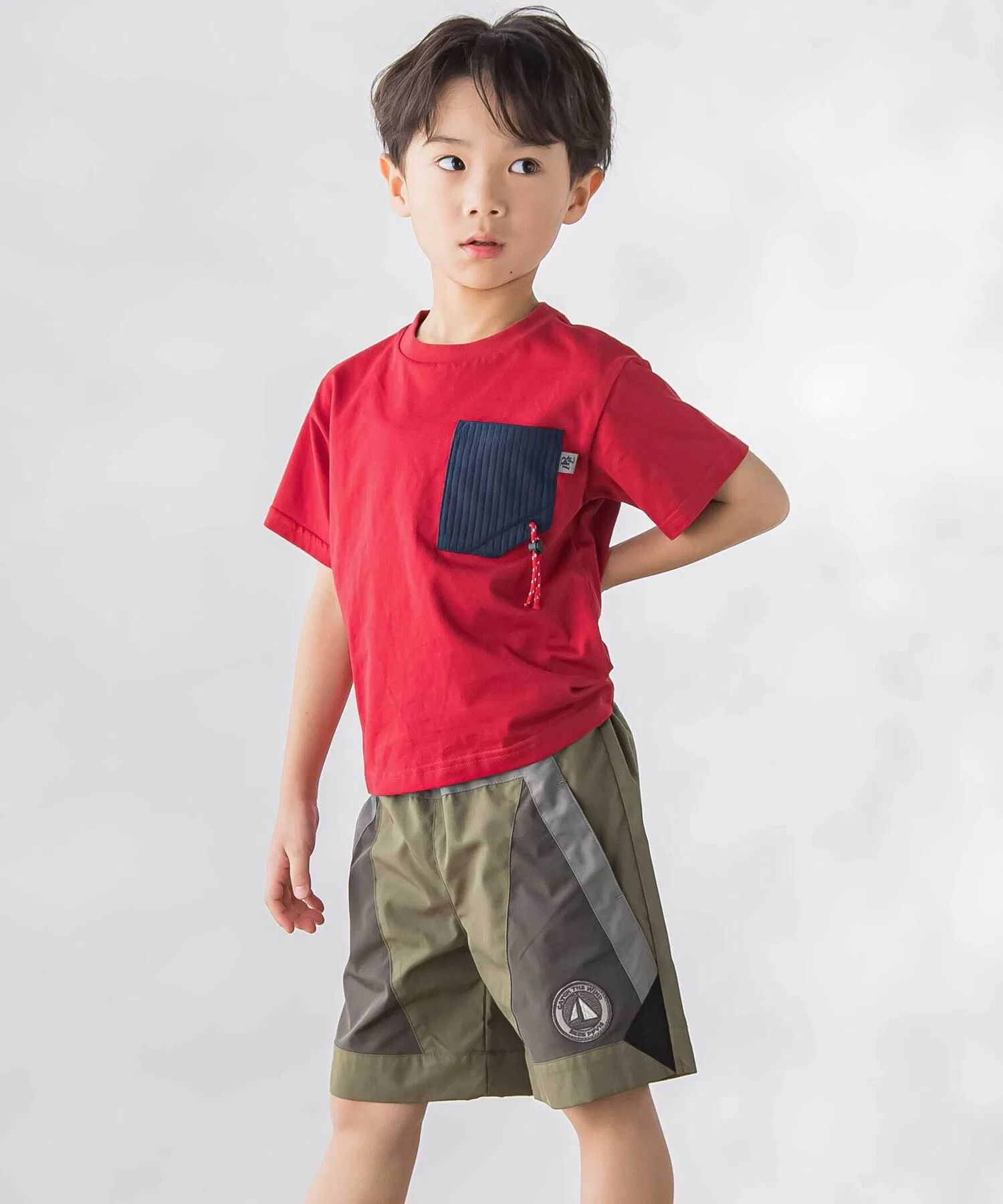 Детская футболка с карманом из тафты BeBe Petits Pois Vert чёрная — фото 4