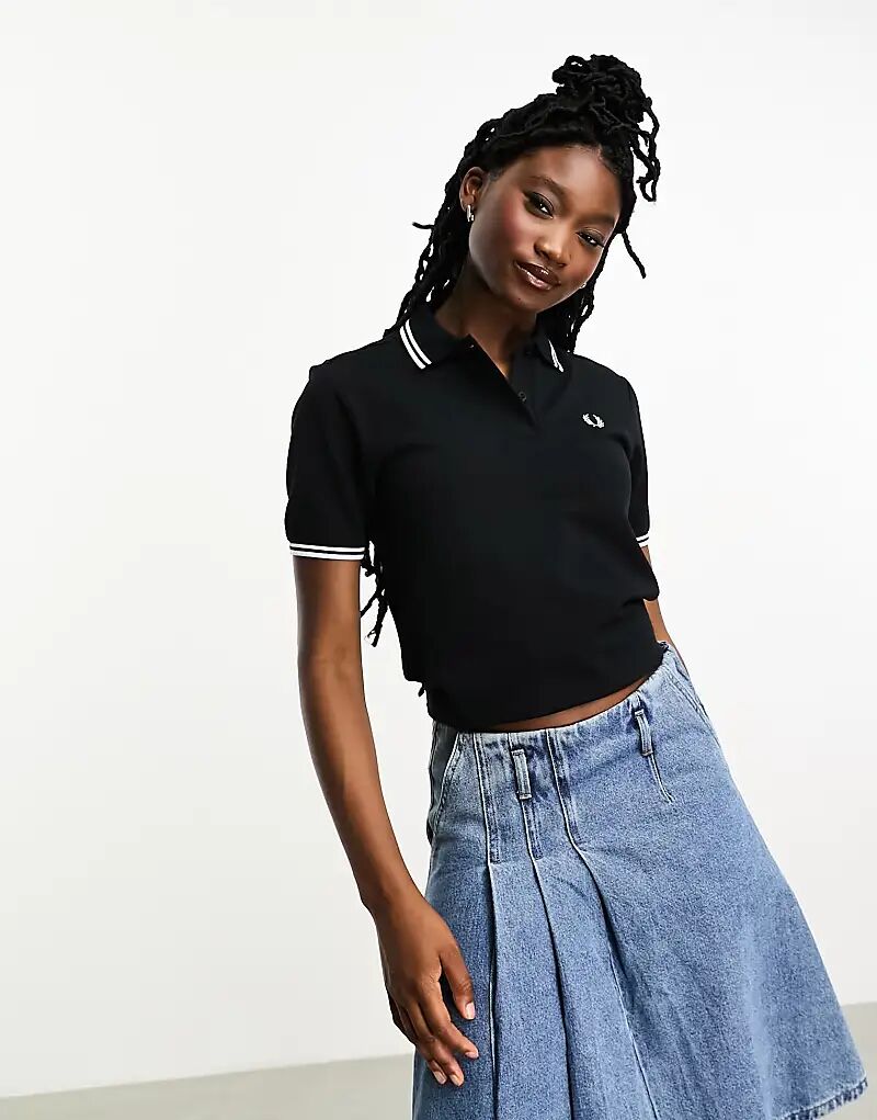 

Рубашка поло с двойным кантом черного цвета Fred Perry